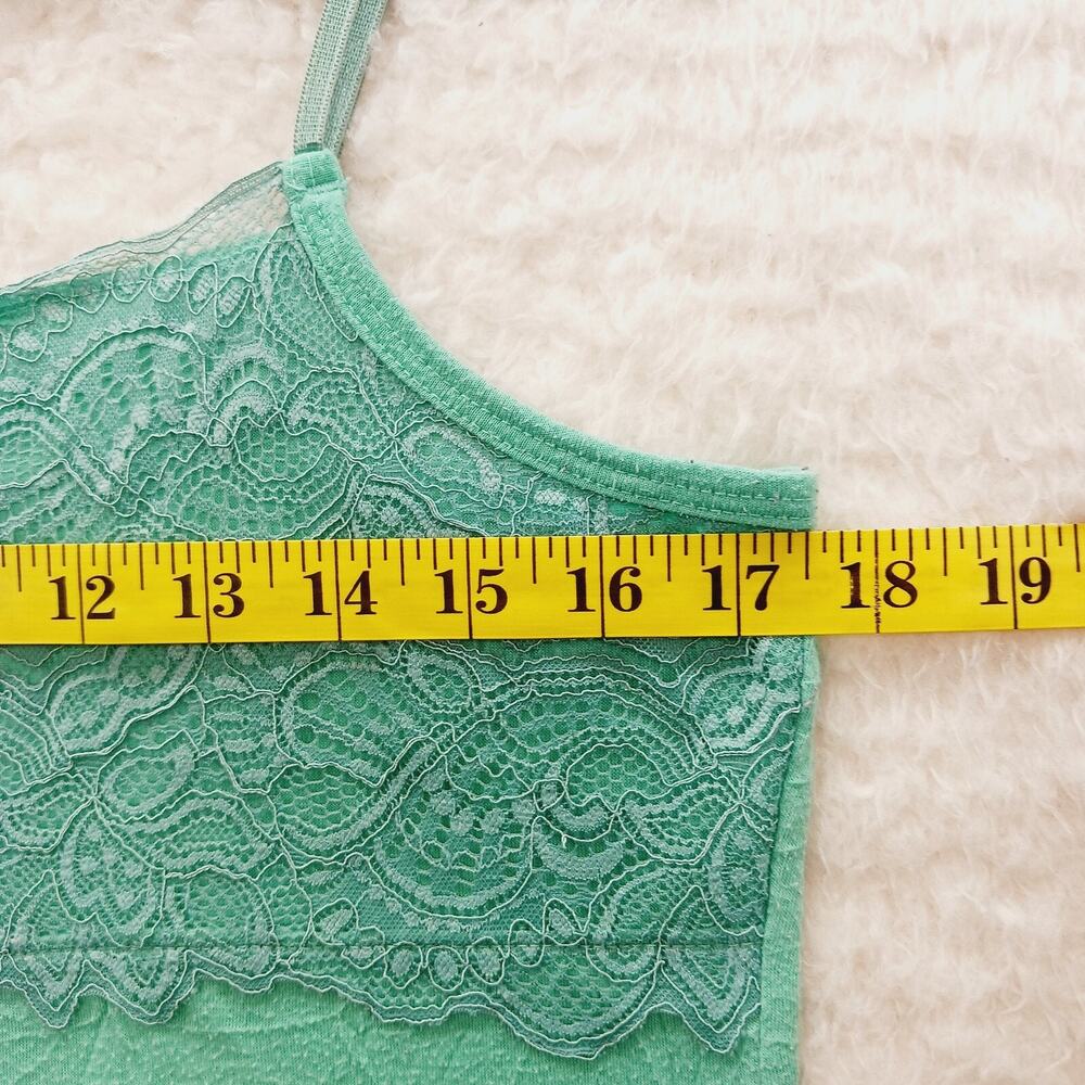 Cami Blouse Top Mint Lace Babydoll Crinkle Fairy Cottagecore Coquette Y2K Size L - Picture 8 of 11